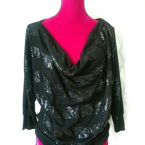REDUCED PRICE Black sequin-striped party shirt